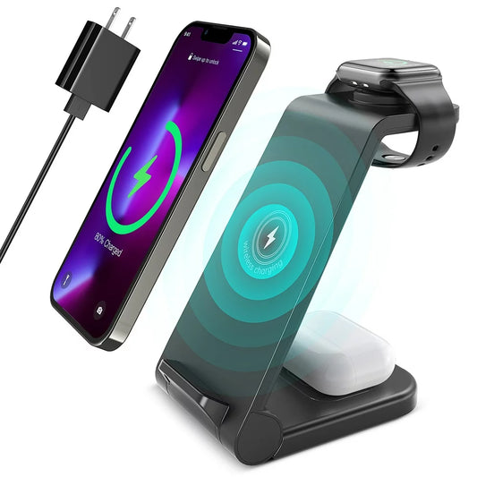 Wireless Charger, 3 in 1 Wireless Charging Station, 23W Fast Charging Dock for Iphone 15/14/13/12/11 Pro Max/X/Xs Max, Iwatch Series 8/7/6/5/SE/4/3/2, Airpods 3/2/Pro, Samsung Phones Charger Stand